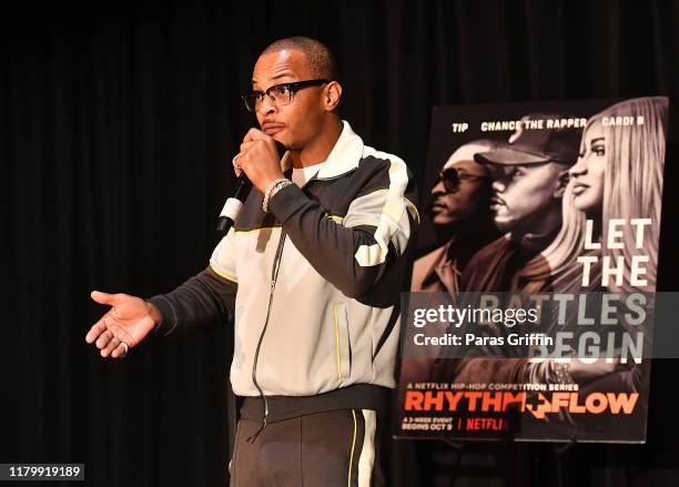Speaks onstage during Netflix Presents Rhythm+Flow Atlanta screening at Clark Atlanta University on October 08, 2019 in Atlanta, Georgia.