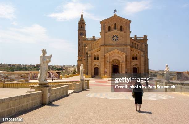 the basilica of the national shrine of the blessed virgin of ta' pinu, gozo, malta - gozo malta stock pictures, royalty-free photos & images