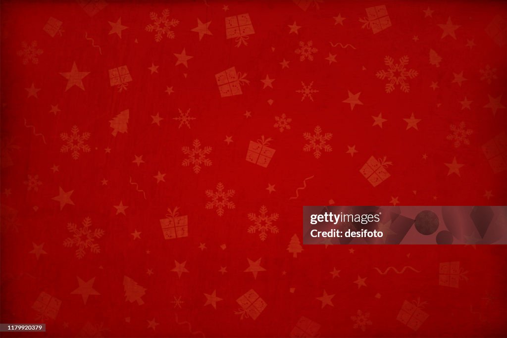 Horizontal vector illustration - Dark wine red colored gradient effect wallpaper texture all over pattern of Xmas elements Christmas backgrounds