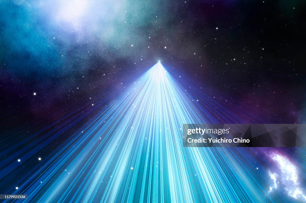 Light trail in outer space