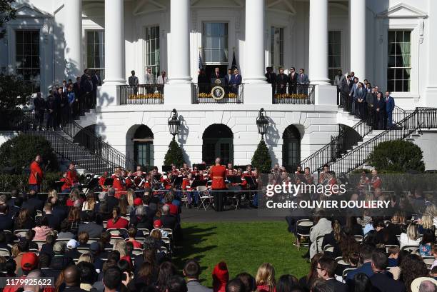 President Donald Trump welcomes the 2019 World Series Champions, the Washington Nationals on the South Lawn of the White House in Washington, DC,...