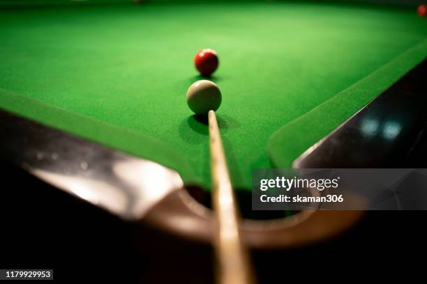 snooker balls on green table for snooker games - snooker stock pictures, royalty-free photos & images