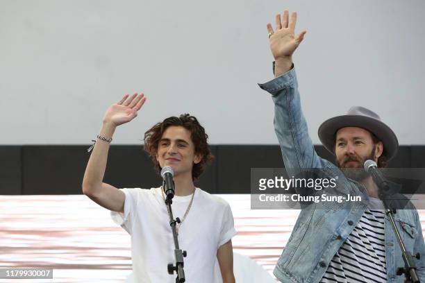 Actor Timothee Chalamet and Joel Edgerton attend the screening of "The King" during day 7 of the 24th Busan International Film Festival at the Busan...