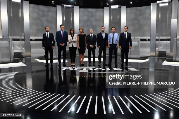 The five main candidates for Spain's prime minister conservative People's Party leader Pablo Casado , Spanish incumbent prime minister and Spanish...