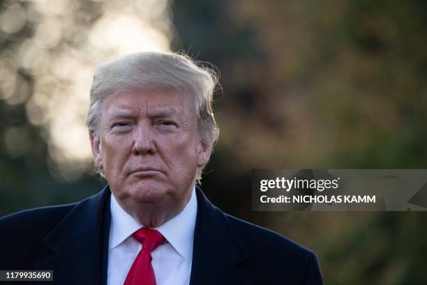 President Donald Trump departs the White House in Washington, DC, on November 4, 2019 for a campaign rally in Kentucky.