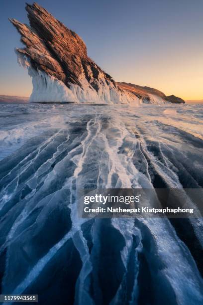 ogoy island like a fishtail - lake baikal stock pictures, royalty-free photos & images