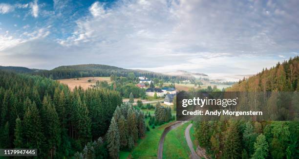 panorama view from rauschenbach dam in ore mountains - erzgebirge stock pictures, royalty-free photos & images