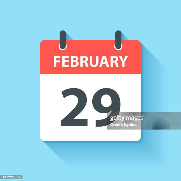 ilustraciones, imágenes clip art, dibujos animados e iconos de stock de 29 de febrero - daily calendar icon en estilo de diseño plano - fecha escrita