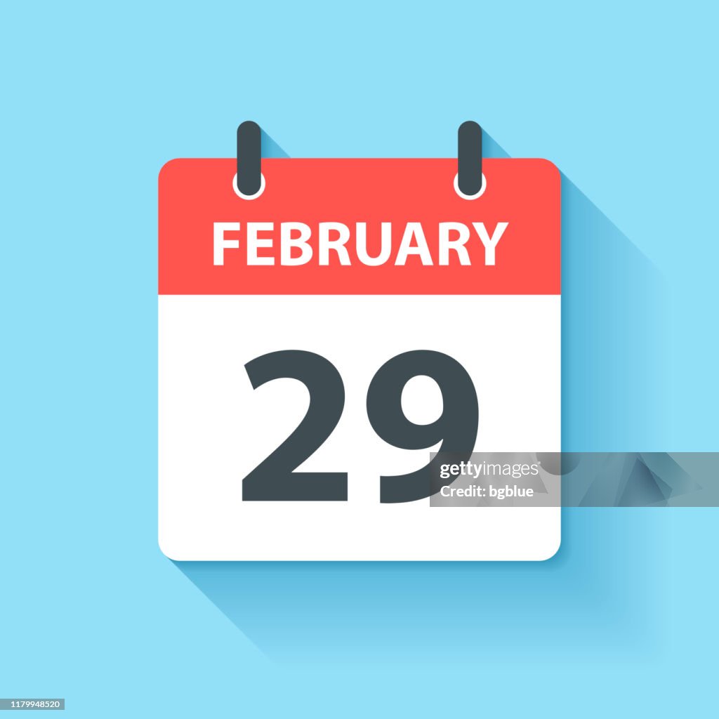29 febbraio - Icona calendario giornaliero in stile flat design