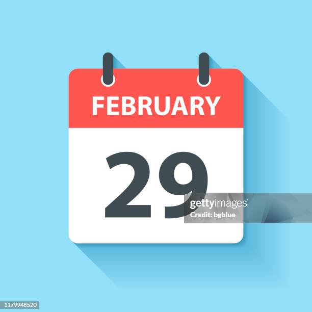 february 29 - daily calendar icon in flat design style - romance stock illustrations