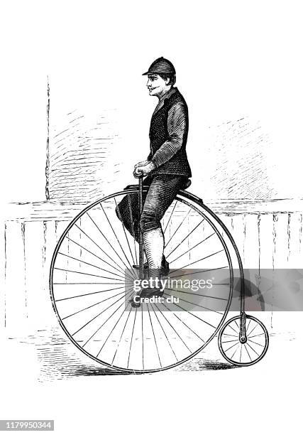 penny farthing fahrrad - erste übung - penny for the guy stock-grafiken, -clipart, -cartoons und -symbole