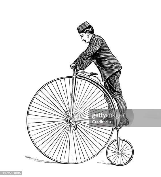 penny farthing bicycle - first exercise - learning german stock illustrations