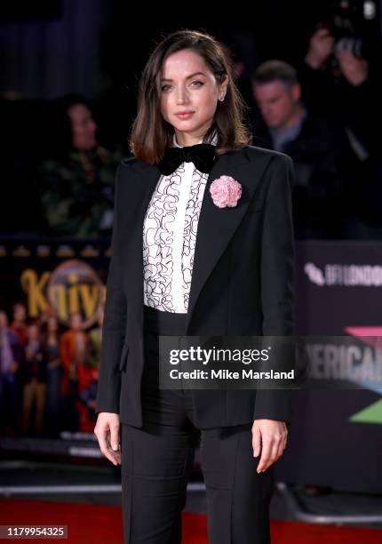 Ana de Armas attends the "Knives Out" European Premiere during the 63rd BFI London Film Festival at the Odeon Luxe Leicester Square on October 08,...