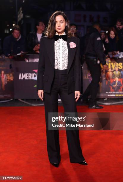 Ana de Armas attends the "Knives Out" European Premiere during the 63rd BFI London Film Festival at the Odeon Luxe Leicester Square on October 08,...