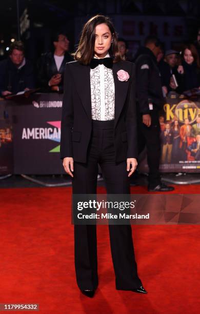 Ana de Armas attends the "Knives Out" European Premiere during the 63rd BFI London Film Festival at the Odeon Luxe Leicester Square on October 08,...