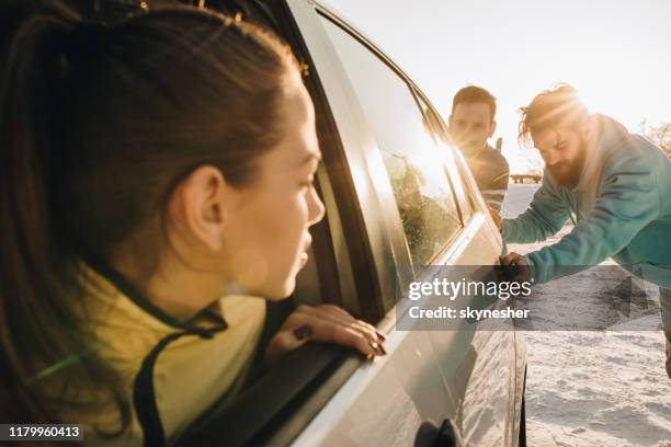 we will push your car! - roadside assistance stock pictures, royalty-free photos & images