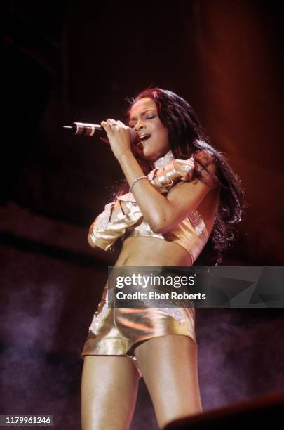 Michelle Williams performing with Destiny's Child at Hershey Park in Hershey, Pennsylvania on July 24 as part of the TRL Tour.