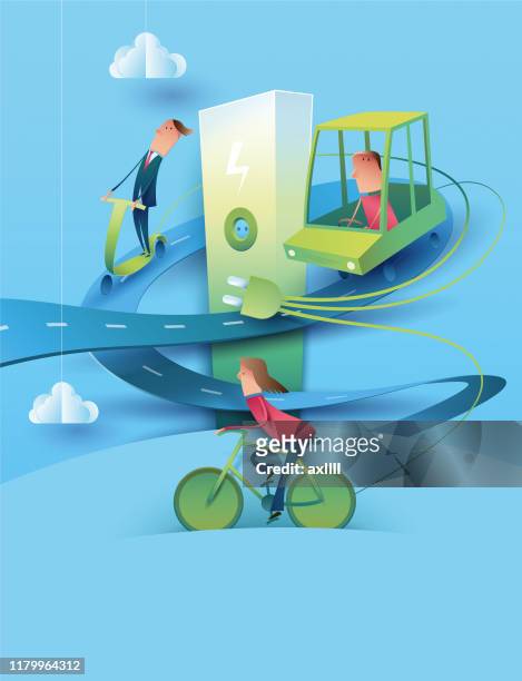 e-mobility - transportation stock illustrations