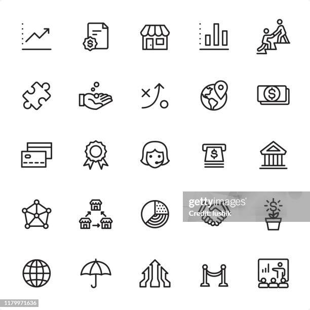 retail trade business - outline icon set - founder icon stock illustrations