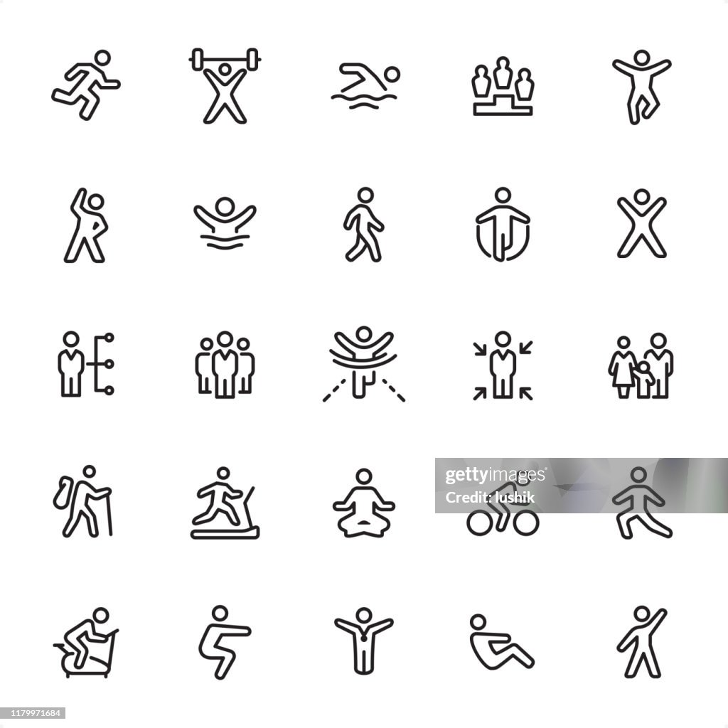 Exercising and Sport - Outline Icon Set