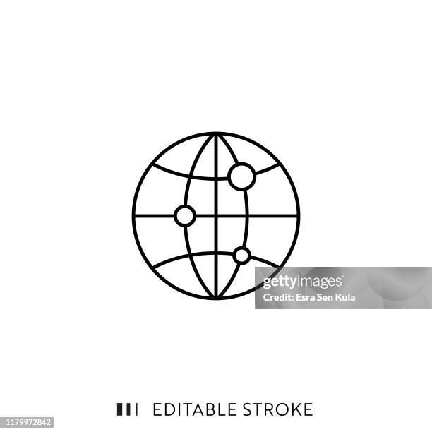 globe icon with editable stroke and pixel perfect. - communication logo stock illustrations