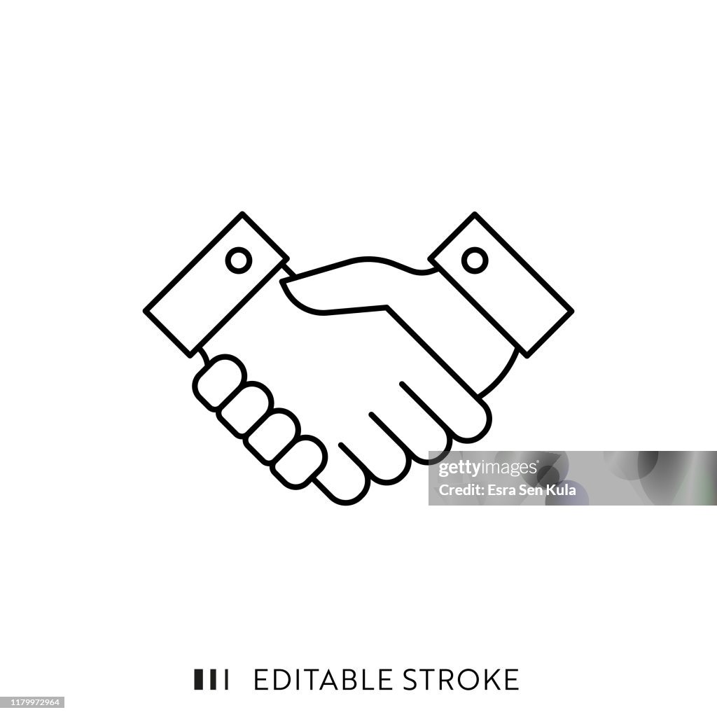 Handshake Icon with Editable Stroke and Pixel Perfect.