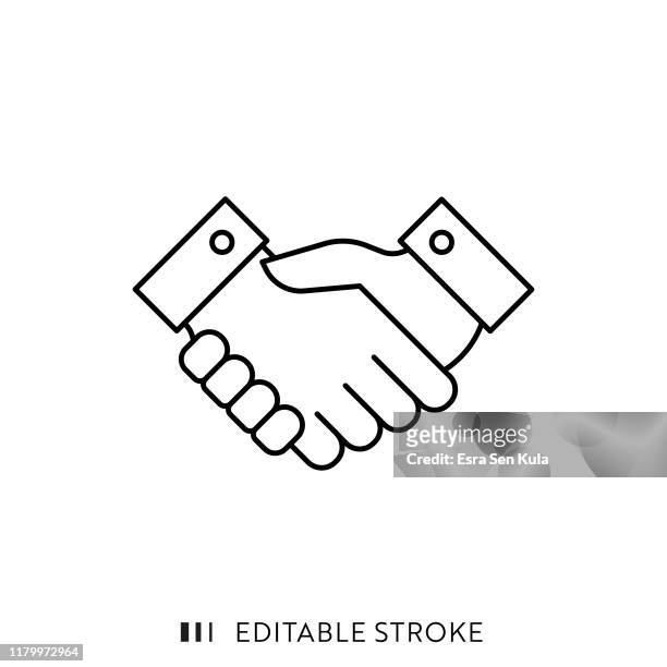 handshake icon with editable stroke and pixel perfect. - thin stock illustrations