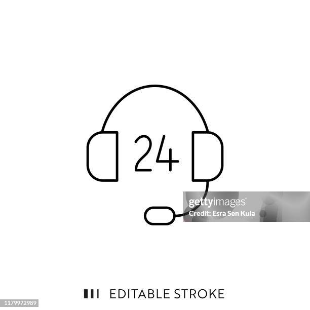 headset icon with editable stroke and pixel perfect. - switchboard operator stock illustrations