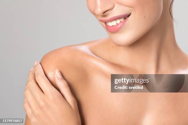 woman body care - on shoulders stock pictures, royalty-free photos & images