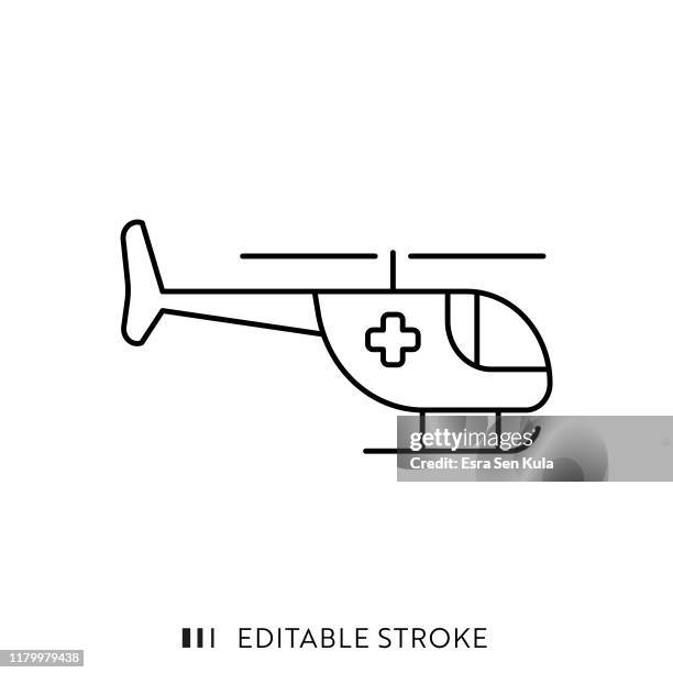 air ambulance icon with editable stroke and pixel perfect. - helicopter ambulance stock illustrations