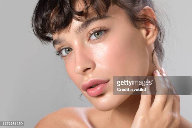 woman beauty portrait - skin stock pictures, royalty-free photos & images