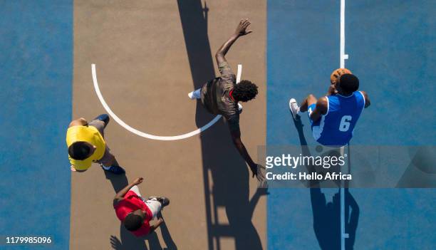 aerial shot of basketball - grupo de competencia fotografías e imágenes de stock