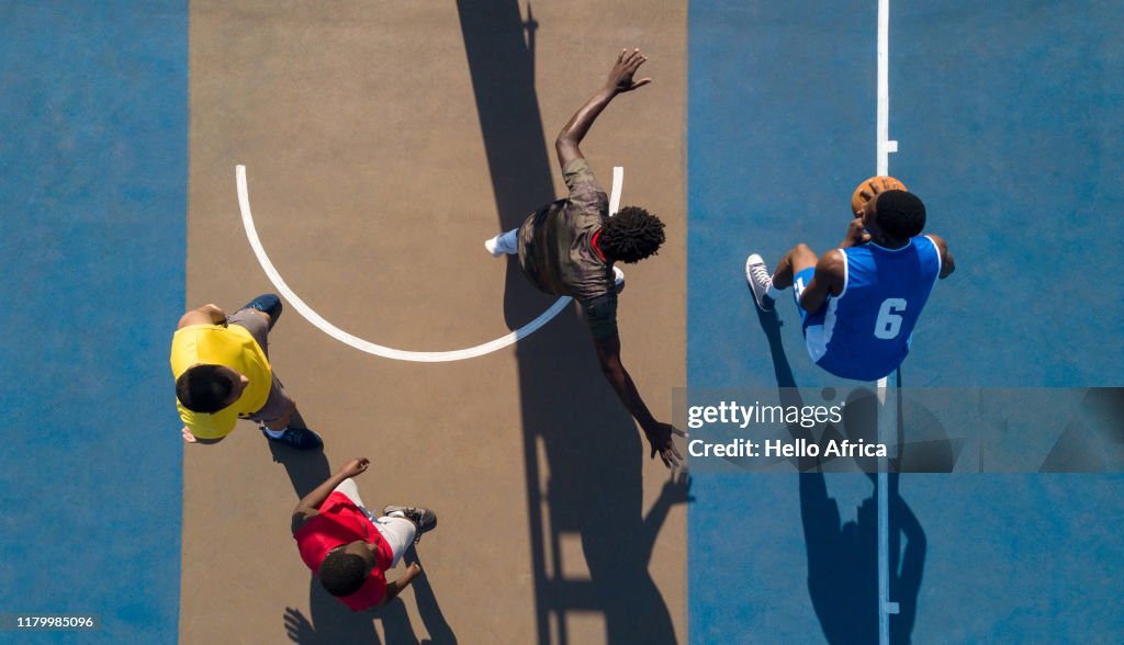 Aerial shot of basketball