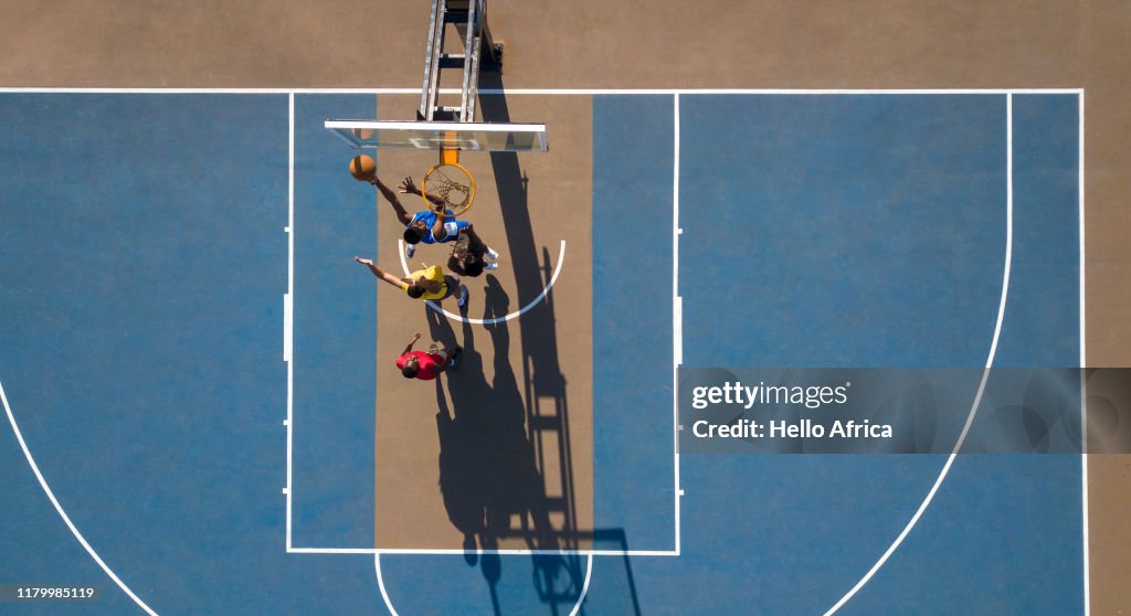 Aerial shot of basketball