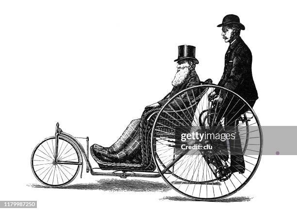 tricycle coventry chair taxi - man wheel chair stock illustrations