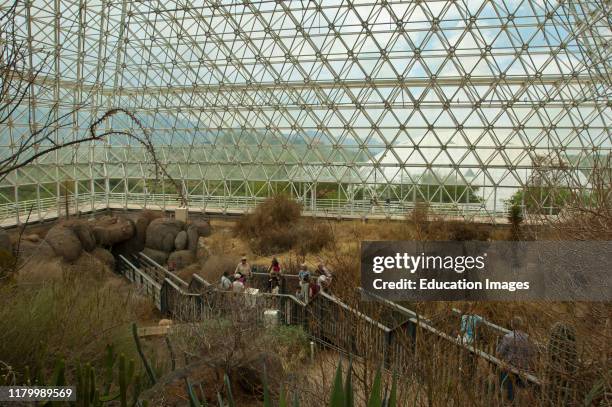 Oracle, Arizona, Biosphere 2, the Biosphere from inside with tourists.