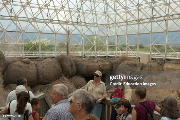 Oracle, Arizona, Biosphere 2, the Biosphere from inside with tourists.