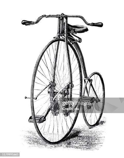 penny farthing bicycle - kangaroo - handlebar stock illustrations