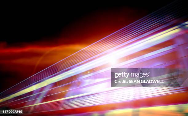 colourful motion line blur - technology lens flare stock pictures, royalty-free photos & images