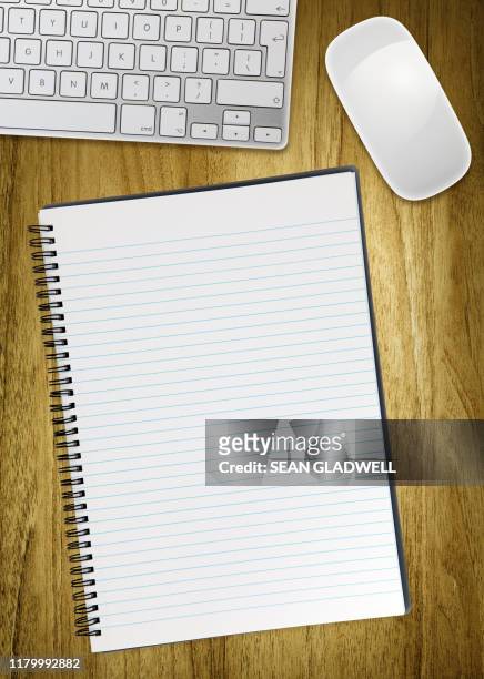 blank spiral bound notepad on desk - spiral note pad stock pictures, royalty-free photos & images