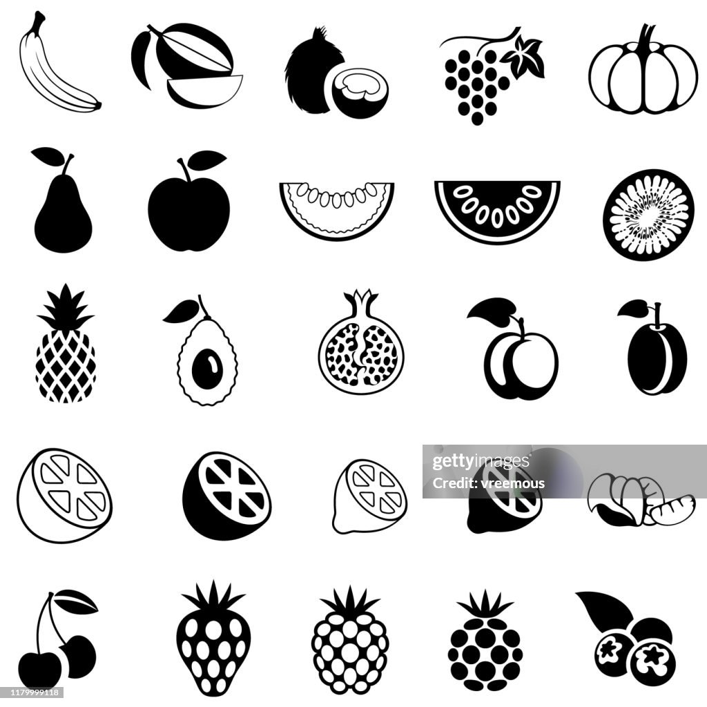 Ensemble d'icônes de fruits