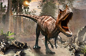 Ceratosaurus dinosaur scene 3D illustration