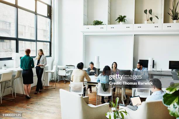 businesspeople working in coworking office - coworking fotografías e imágenes de stock