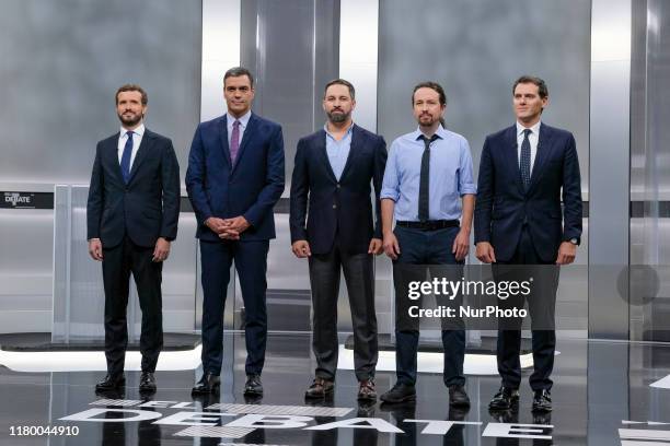 The five main candidates for Spain's prime minister, conservative People's Party leader Pablo Casado, Spanish prime minister and Spanish Socialist...