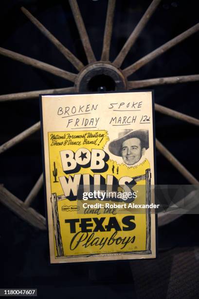 Vintage poster advertising a show by Bob Wills and the Texas Playboys in an exhibit at the Country Music Hall of Fame and Museum in downtown...