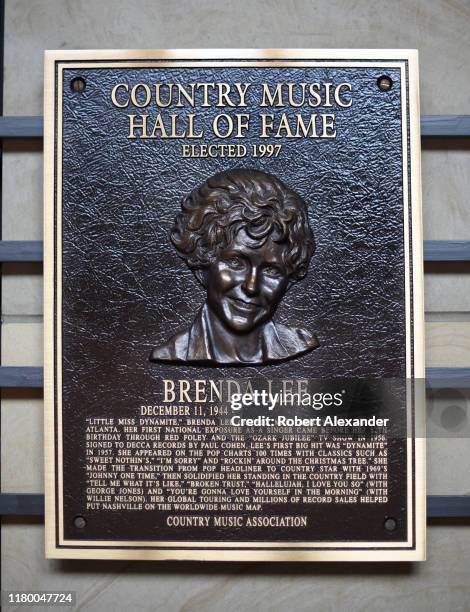 An bronze plaque honoring singer Brenda Lee as a member of the Country Music Hall of Fame on display at the Country Music Hall of Fame and Museum in...