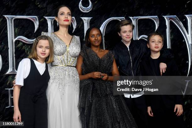 Angelina Jolie with children Vivienne Marcheline Jolie-Pitt, Zahara Marley Jolie-Pitt, Shiloh Nouvel Jolie-Pitt and Knox Leon Jolie-Pitt attend the...
