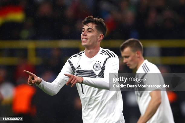 Kai Havertz of Germany celebrates after scoring his sides second goal during the International Friendly between Germany and Argentina at Signal Iduna...