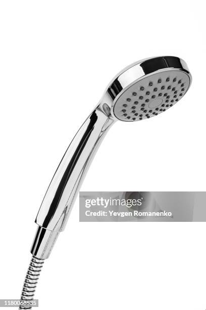 shower head isolated on white background. bathroom shower faucet. - duschkopf stock-fotos und bilder