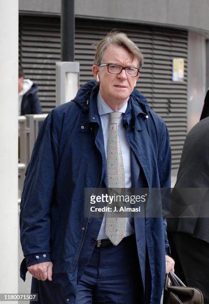 Peter Mandelson sighting at King's Cross St Pancras on October 09, 2019 in London, England.